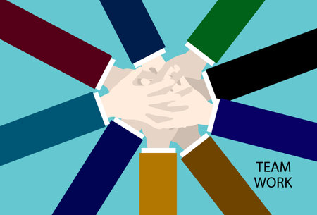 Team work. Multicultural hands team work. Concept of community, support, social movement,...