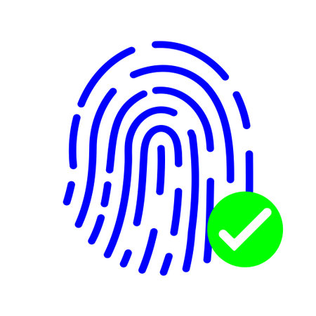 Fingerprint scanning security access with biometrics identification. biometric authenticationのイラスト素材