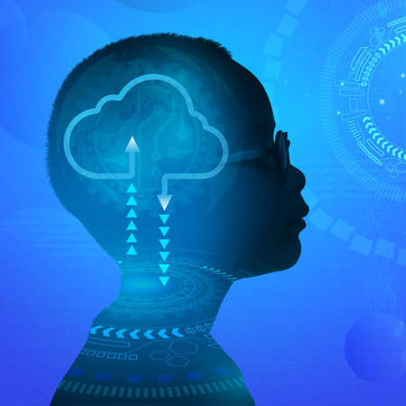 Deep learning. Visual contents. Digital transformation. Education technology concept. EdTech. AI (Artificial Intelligence). Digital transformation.の写真素材