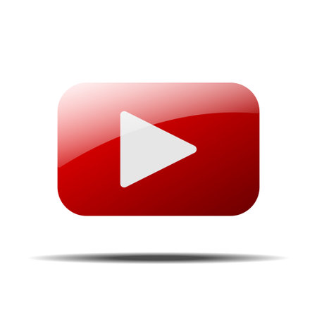 Red play button isolated on a white backgroundのイラスト素材