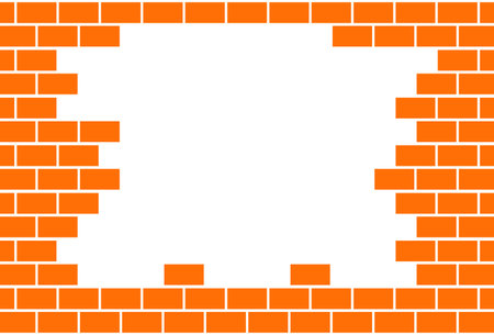Brick wall, incomplete brickwork. Industrial abstract background for construction sites, Vector illustrationのイラスト素材