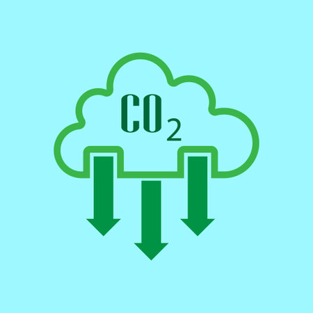 Carbon dioxide emissions icon illustration. Low Carbon Footprint. Eco-friendly Footprints. Gas reduction business concept.のイラスト素材