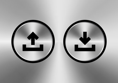 Upload, Download icon silver button vector illustration. for mobile apps, web apps and print media.