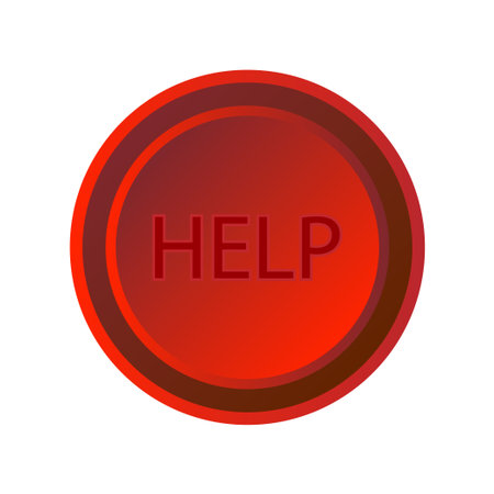 Red help button on metal. Vector illustrationのイラスト素材