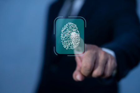 Fingerprint scan provides security access with biometrics identification. Biometric and security...