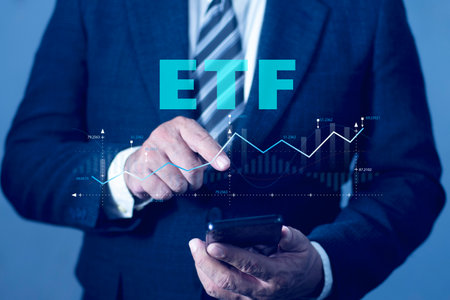 Businessman trading on exchang, Growing wealth in the financial market. ETF Exchange traded fund...