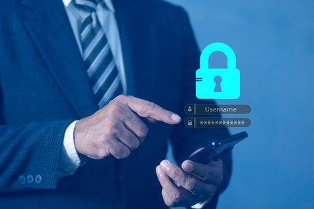 Business people using the smart mobile phone to access on smartphone. Business Technology security...