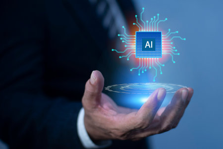 Ai technology, Artificial Intelligence. man using technology smart robot AI. Database and process automation to manage files, knowledge, and documentation in the company.の写真素材