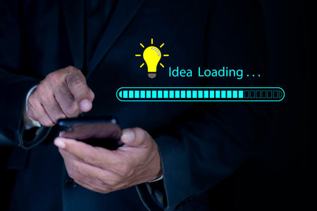 Idea loading concept with light bulb and loading bar. Creative and idea sign, solution, thinking...