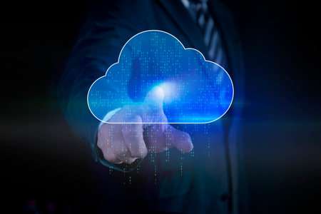 Businessman using Cloud computing technology concept. Cloud computing enables digital growth with secure data storage. big data, internet of things, business processes.の写真素材