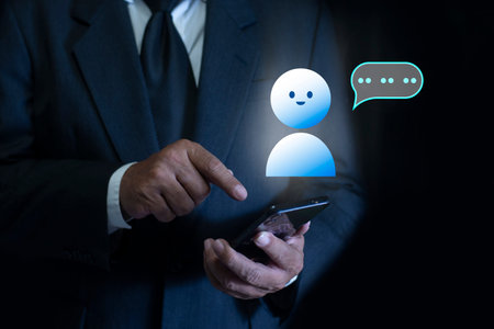 Human using smartphone typing Live chat chatting and social network concepts. chatting conversation...