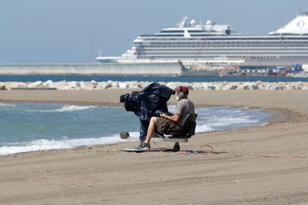 Malaga, Spain - May 28, 2011 - Airshow being filmed and broadcasted on national TV. Spanish Army Dayのeditorial素材