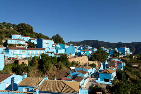Juzcar, Malaga (Spain) - June 16, 2011: Andalusien village painted blue for Smurfs movie launchのeditorial素材