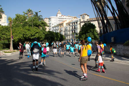 MALAGA, SPAIN - JUNE 19: Unidentified skaters at the 6th Skate Day race on June 19, 2011 in Malaga, Spainのeditorial素材