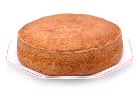 Homemade sponge cake isolated on white background