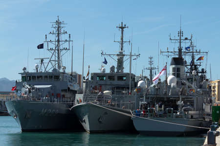 MALAGA, SPAIN - MARCH 4:  NATO minesweepers of SNMCMG2 force are moored in the new dock on March 4,...