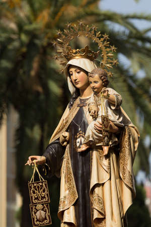 Religious image of the Virgin during the Virgen del Carmen procession
