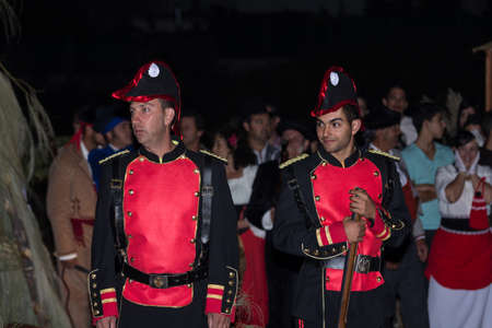 MALAGA, SPAIN - OCTOBER 13: Unidentified soldiers at Pasion Bandolera reenactment of 1840