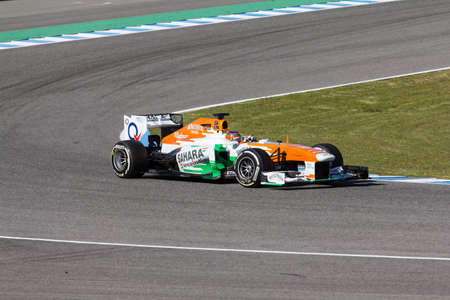 JEREZ DE LA FRONTERA, SPAIN - FEBRUARY 08  Jules Bianchi of Sahara Force India F1 Team  testing his...