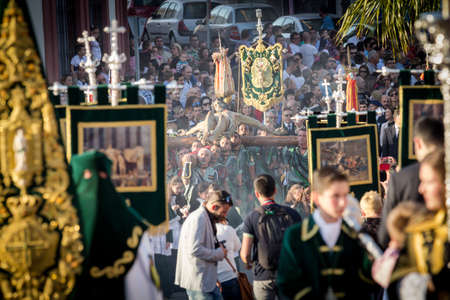 MALAGA, SPAIN - APRIL 18: Unidentified spanish legionnaires march with Mena Christ during an Easter parade on April 18, 2014 in Alhaurin de la Torre, Malaga, Spain.のeditorial素材