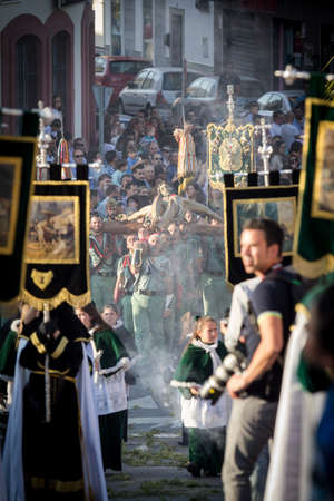 MALAGA, SPAIN - APRIL 18: Unidentified spanish legionnaires march with Mena Christ during an Easter parade on April 18, 2014 in Alhaurin de la Torre, Malaga, Spain.のeditorial素材
