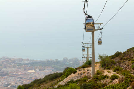 View of cableway located at Benalmadena, Andalusia, Spain on a hot summer dayの写真素材
