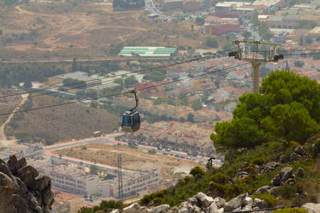 MALAGA, SPAIN - AUGUST 10, 2012: Benalmadena cableway view from Calamorro mountain. The cableway reach the summit of the Calamorro Mountain, the highest spot in Benalmadena.のeditorial素材