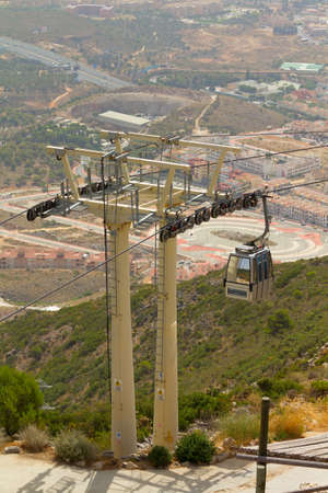 MALAGA, SPAIN - AUGUST 10, 2012: Benalmadena cableway view from Calamorro mountain. The cableway reach the summit of the Calamorro Mountain, the highest spot in Benalmadena.のeditorial素材