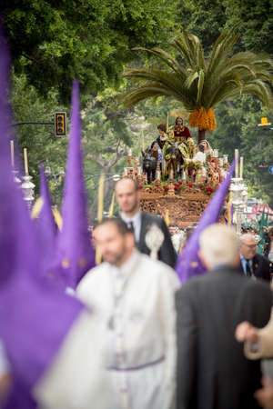 MALAGA, SPAIN - MARCH 20: Traditional processions of Holy Week in the streets on March 20, 2016 in...