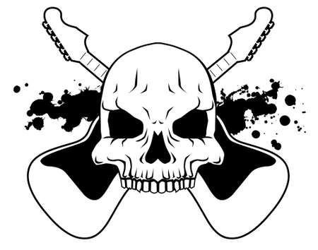 Rock skull - black and whiteのイラスト素材