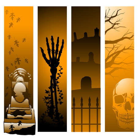 Vertical Halloween bannersのイラスト素材