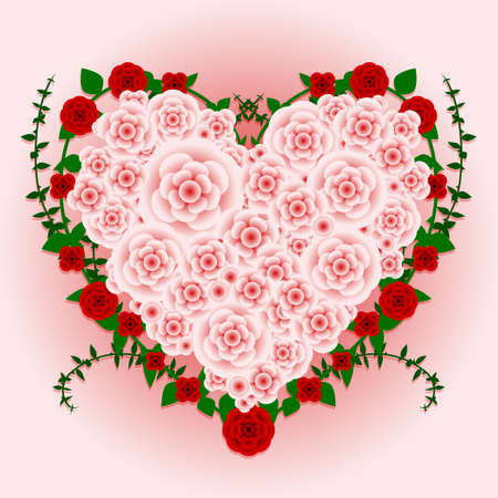 Heart rose bouquetのイラスト素材