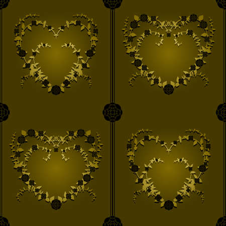 Gold and black hearts seamless backgroundのイラスト素材
