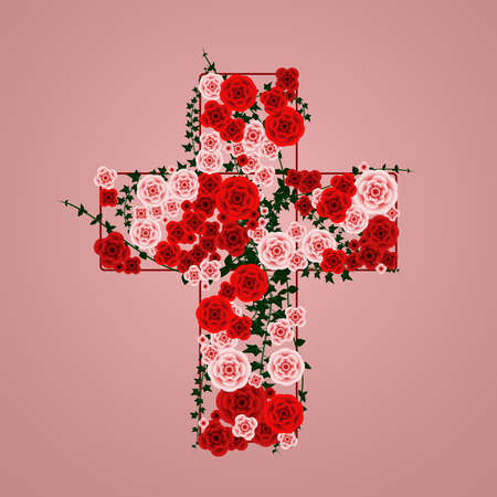 Cross of flowersのイラスト素材