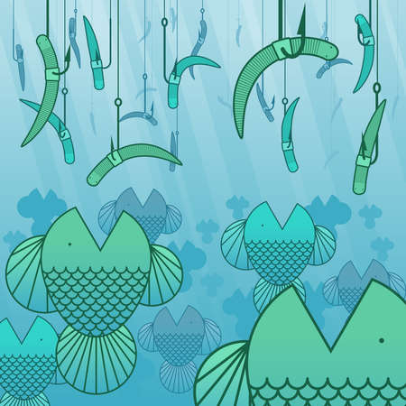 Fishing with wormsのイラスト素材