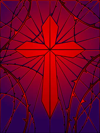 Stained glass gothic crossのイラスト素材