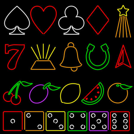 Neon gambling symbolsのイラスト素材
