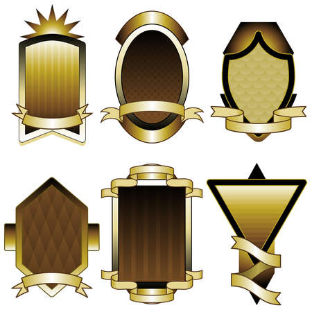 Set of gold foil frames or labelsのイラスト素材