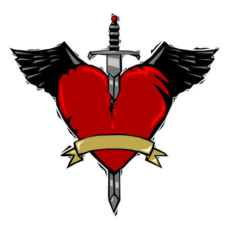 sword and heart tattooのイラスト素材