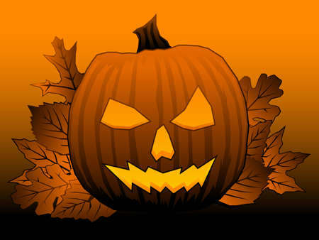 Leaves and jack o lanternのイラスト素材
