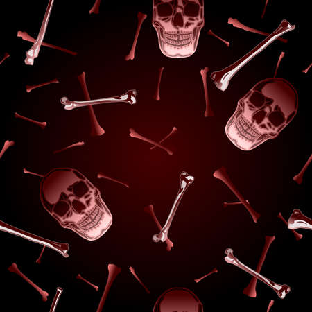 Skulls and bones seamless backgroundのイラスト素材