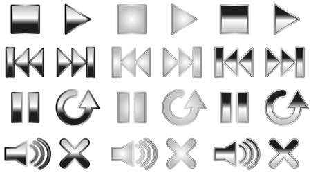 Black reflective player buttonsのイラスト素材