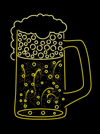 neon beer mugのイラスト素材