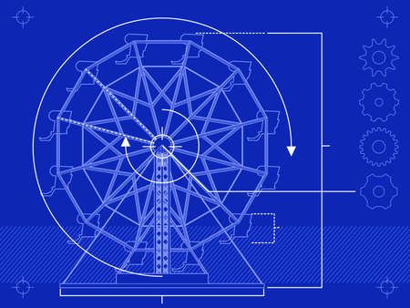 Ferris wheel blueprintのイラスト素材