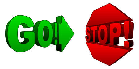 Stop and Go 3D symbolsのイラスト素材