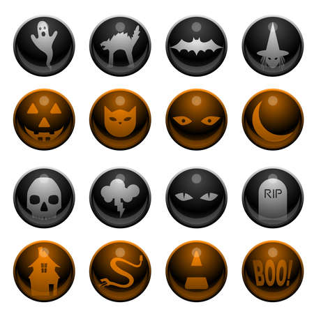 16 Halloween iconsのイラスト素材