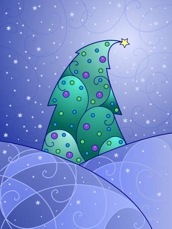 Swirly Christmas Landscapeのイラスト素材