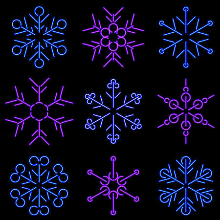 Neon Snowflakesのイラスト素材