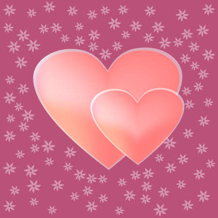 Two being crossed hearts surrounded with florets.のイラスト素材