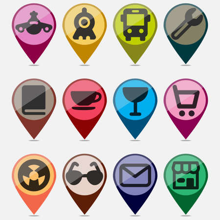 Badges for designation of places on cardsのイラスト素材